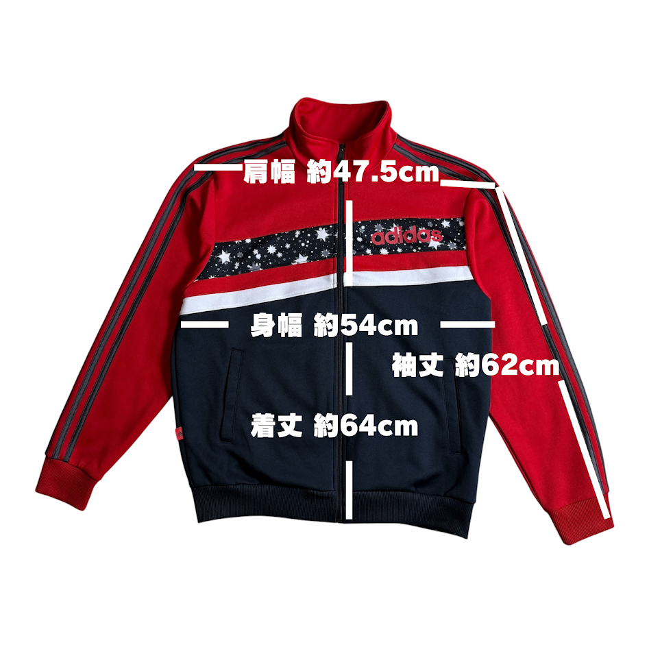 adidas 2008 韓国製 星柄 トラックジャケット|レッド×ブラック|100(L相当)