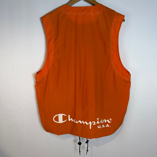 ⭐️美品⭐️ Champion U.S.A. ナイロンメッシュベスト オレンジ アウトドアベスト Lサイズ