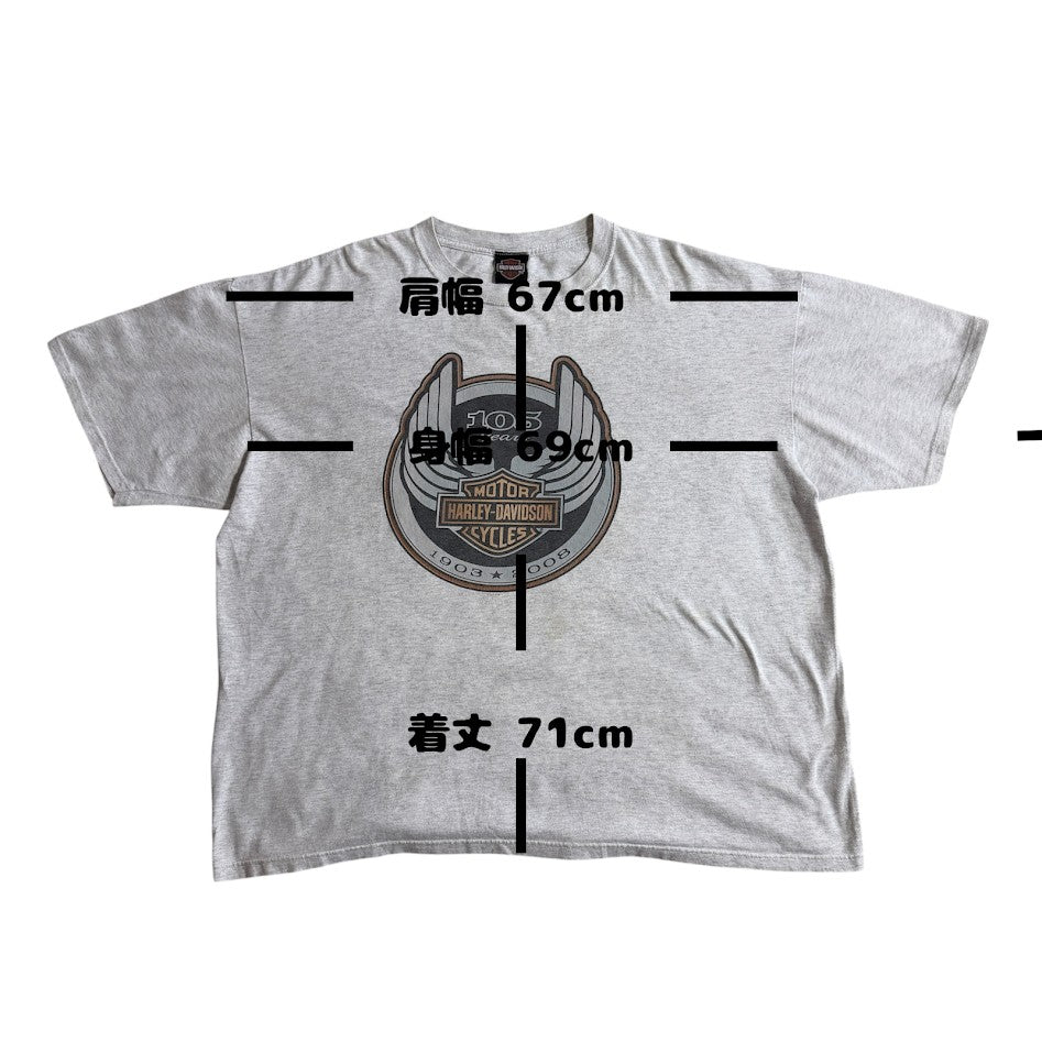 Harley-Davidson 105th Anniversary 2008 両面プリント Tシャツ BRASADOボディ