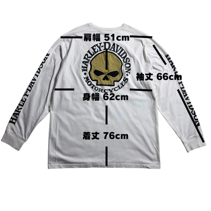 00s Harley-Davidson ビッグスカル ロングスリーブTシャツ ホワイト