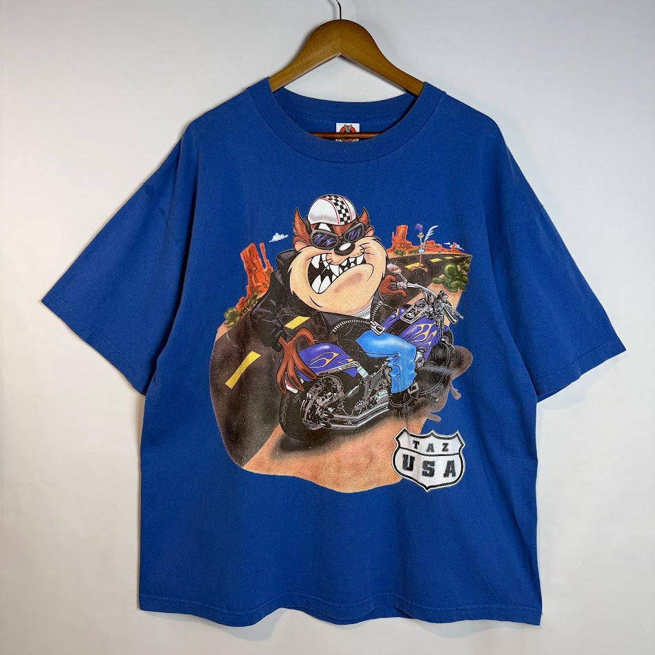 90s Looney Tunes タズ バイカー Tシャツ Made in USA｜BRAZOS Sportswear 2XL