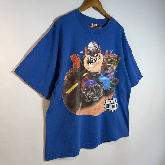 90s Looney Tunes タズ バイカー Tシャツ Made in USA｜BRAZOS Sportswear 2XL