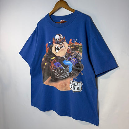 90s Looney Tunes タズ バイカー Tシャツ Made in USA｜BRAZOS Sportswear 2XL