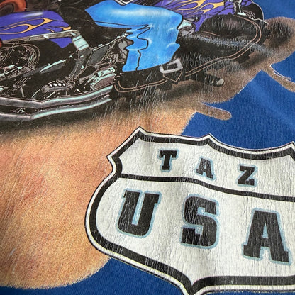 90s Looney Tunes タズ バイカー Tシャツ Made in USA｜BRAZOS Sportswear 2XL