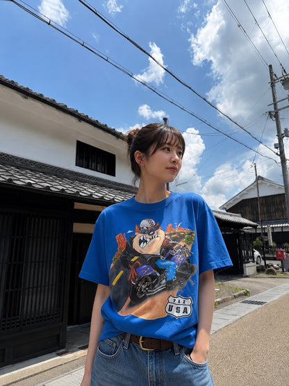 90s Looney Tunes タズ バイカー Tシャツ Made in USA｜BRAZOS Sportswear 2XL