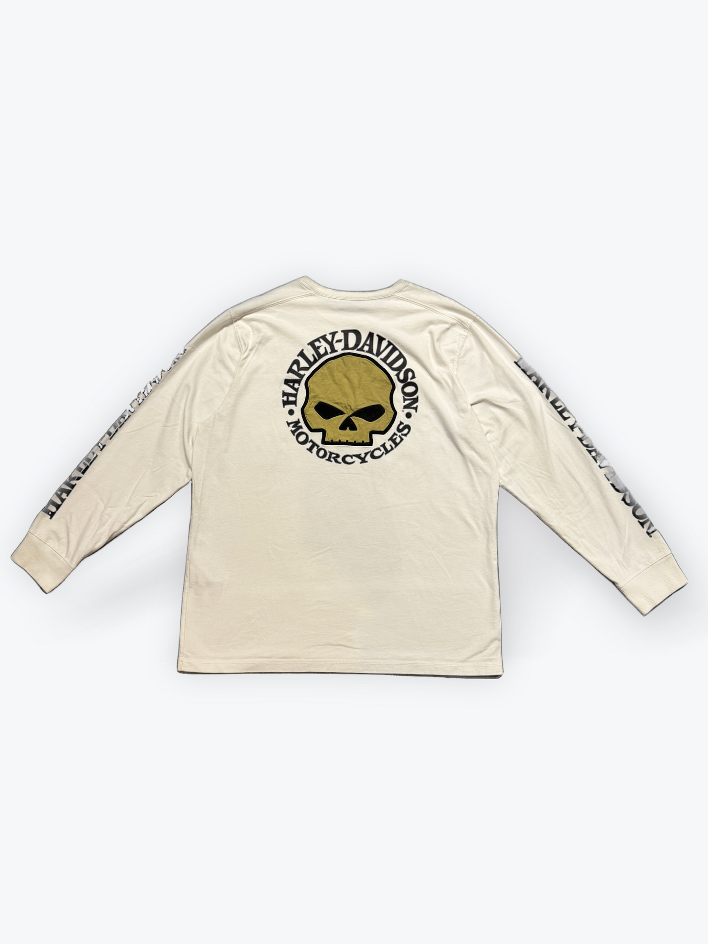 00s Harley-Davidson ビッグスカル ロングスリーブTシャツ ホワイト