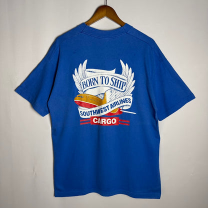 90s Southwest Airlines Cargo USA製 企業Tシャツ ブルー XL