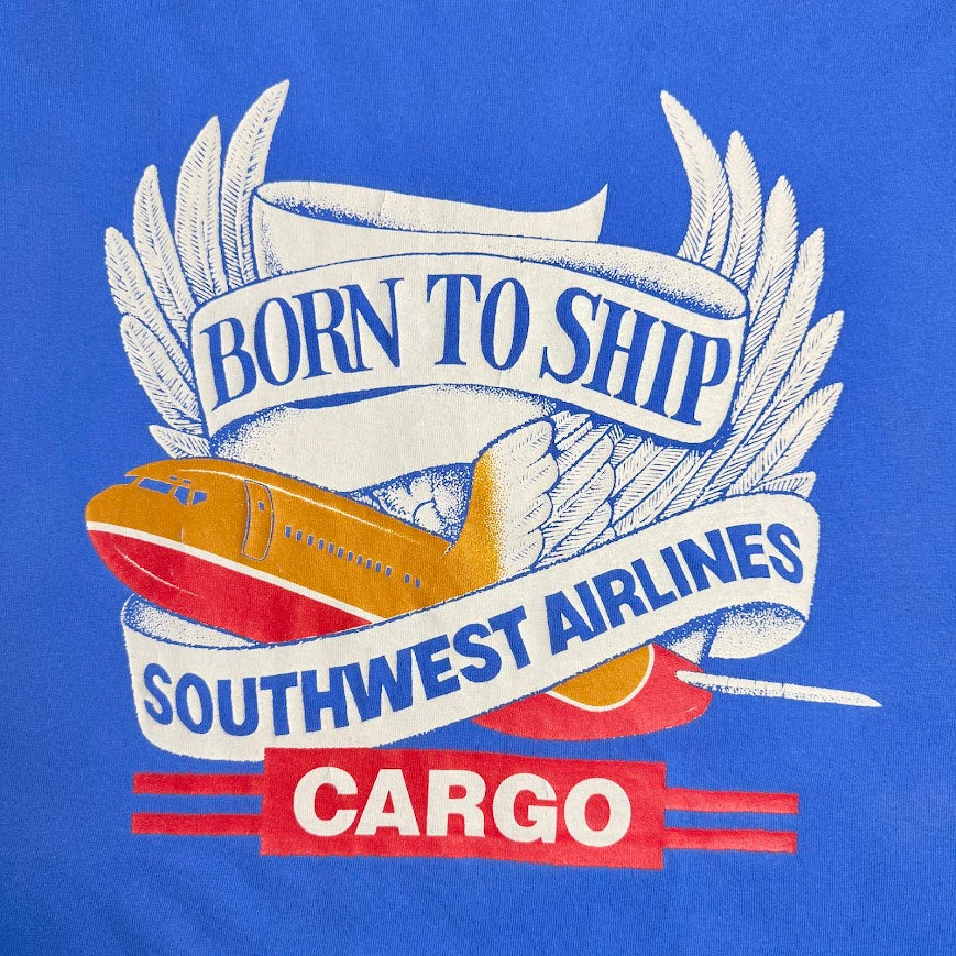 90s Southwest Airlines Cargo USA製 企業Tシャツ ブルー XL