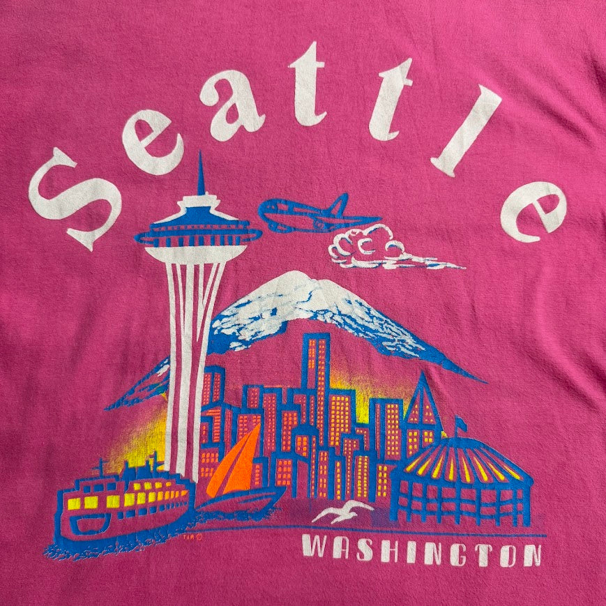 90s Hanes BEEFY-T “Seattle Washington” スーベニアTシャツ USA製 ピンク XL