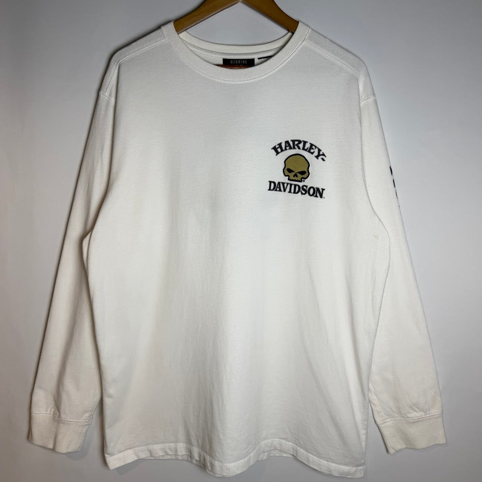 00s Harley-Davidson ビッグスカル ロングスリーブTシャツ ホワイト