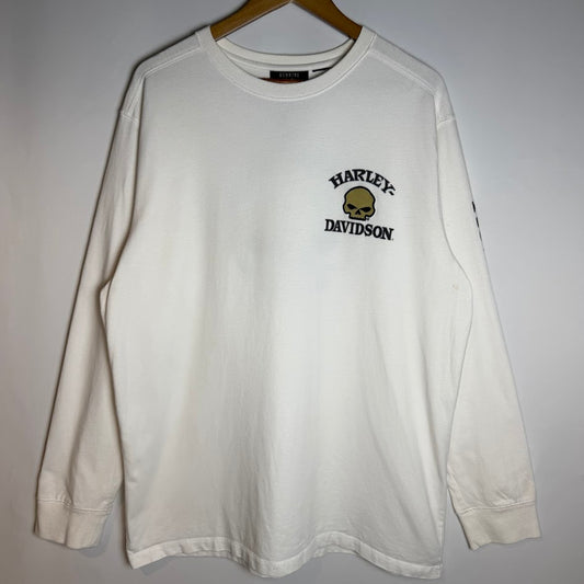 00s Harley-Davidson ビッグスカル ロングスリーブTシャツ ホワイト