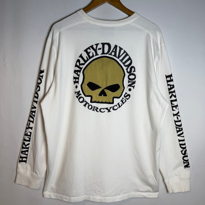 00s Harley-Davidson ビッグスカル ロングスリーブTシャツ ホワイト