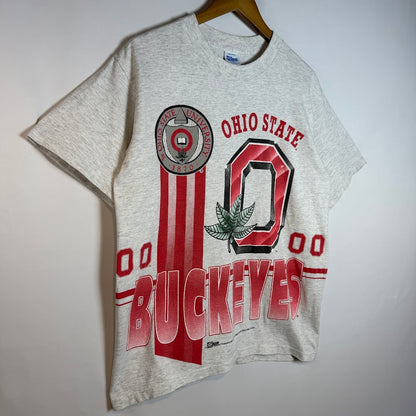 90s USA製 Salem Sportswear Ohio State Buckeyes 両面プリント カレッジTシャツ グレー ヴィンテージ