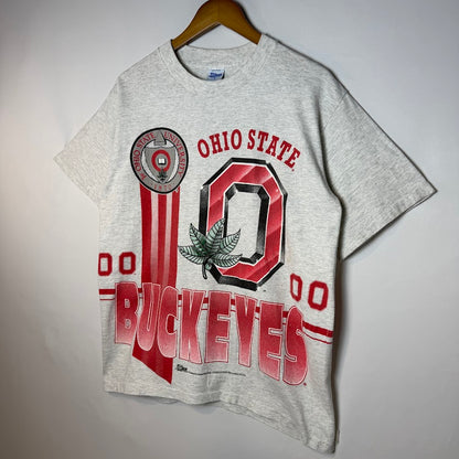 90s USA製 Salem Sportswear Ohio State Buckeyes 両面プリント カレッジTシャツ グレー ヴィンテージ