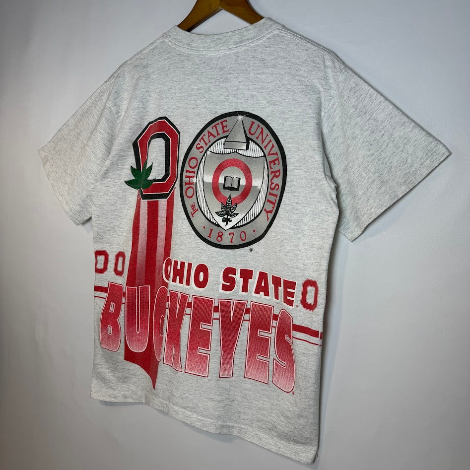 90s USA製 Salem Sportswear Ohio State Buckeyes 両面プリント カレッジTシャツ グレー ヴィンテージ