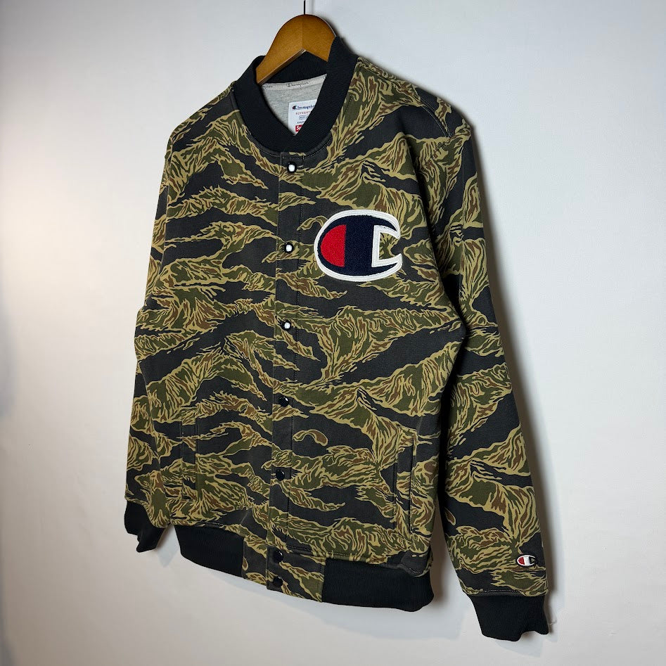Supreme × Champion 2015 FW Snap Front Sweat｜タイガーカモ スナップジャケット M