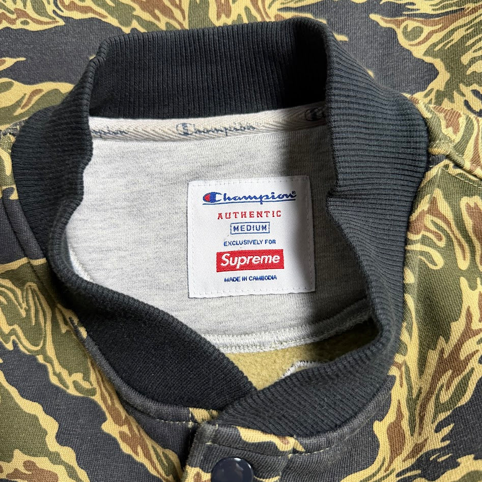 Supreme × Champion 2015 FW Snap Front Sweat｜タイガーカモ スナップジャケット M