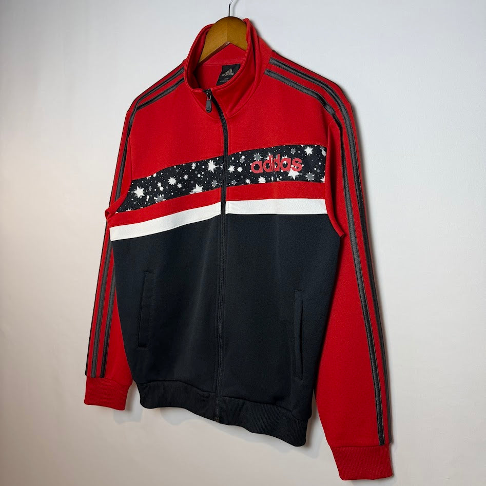 adidas 2008 韓国製 星柄 トラックジャケット｜レッド×ブラック｜100（L相当）