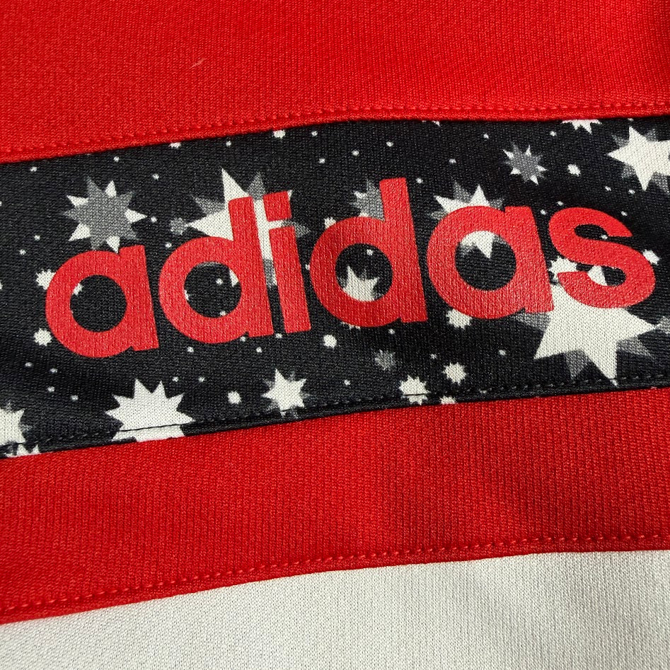 adidas 2008 韓国製 星柄 トラックジャケット｜レッド×ブラック｜100（L相当）