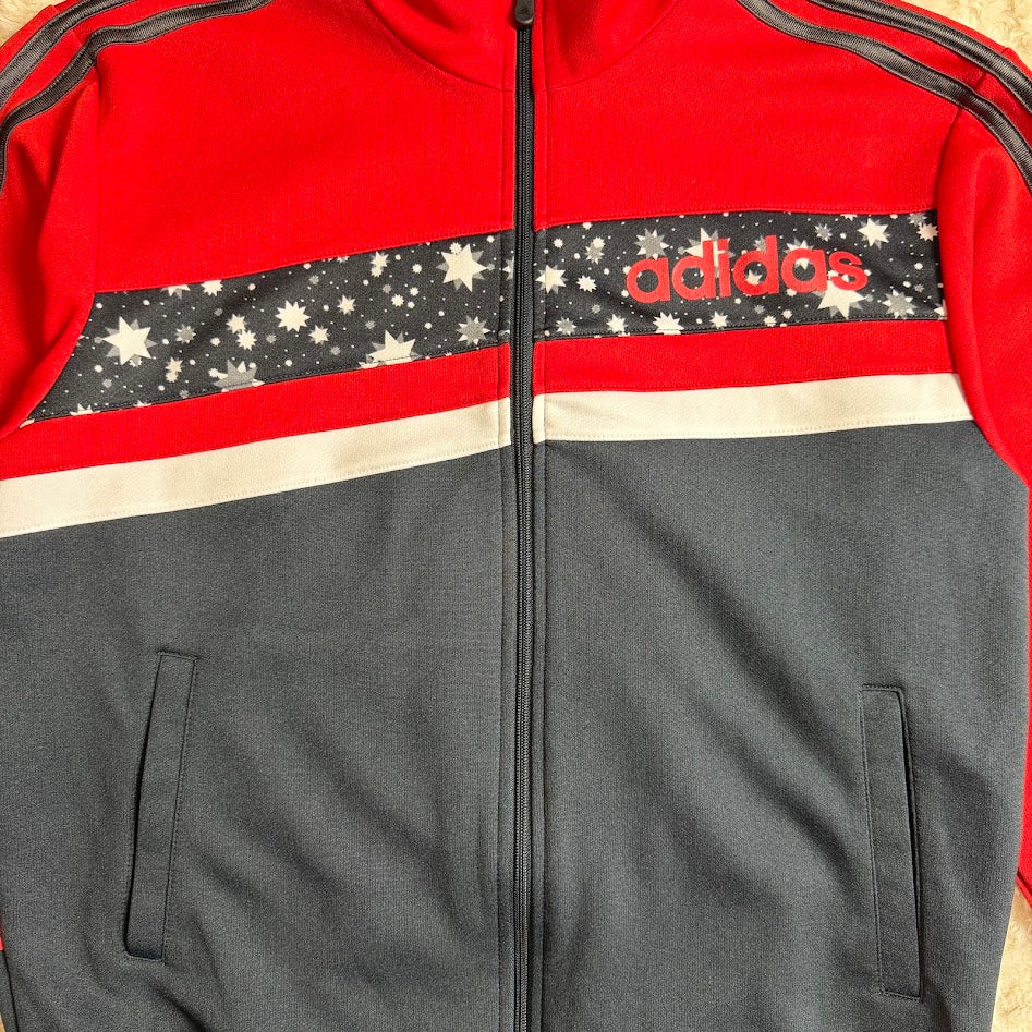 adidas 2008 韓国製 星柄 トラックジャケット｜レッド×ブラック｜100（L相当）