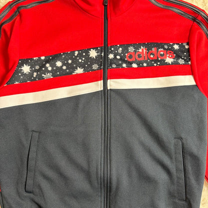 adidas 2008 韓国製 星柄 トラックジャケット｜レッド×ブラック｜100（L相当）