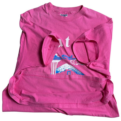 90s Hanes BEEFY-T “Seattle Washington” スーベニアTシャツ USA製 ピンク XL