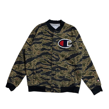 Supreme × Champion 2015 FW Snap Front Sweat｜タイガーカモ スナップジャケット M