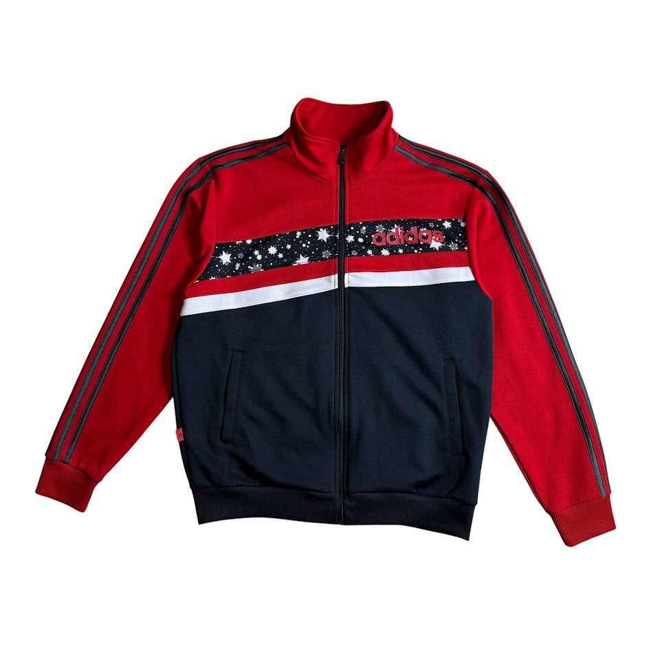 adidas 2008 韓国製 星柄 トラックジャケット｜レッド×ブラック｜100（L相当）