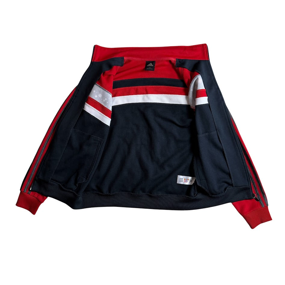 adidas 2008 韓国製 星柄 トラックジャケット｜レッド×ブラック｜100（L相当）