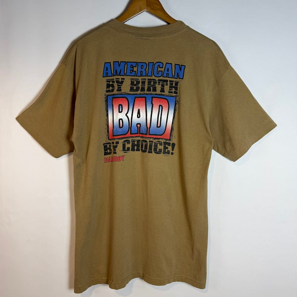 ⭐️USA製⭐️ BAD BOY バックプリントTシャツ ベージュ Made in USA 100%コットン Lサイズ