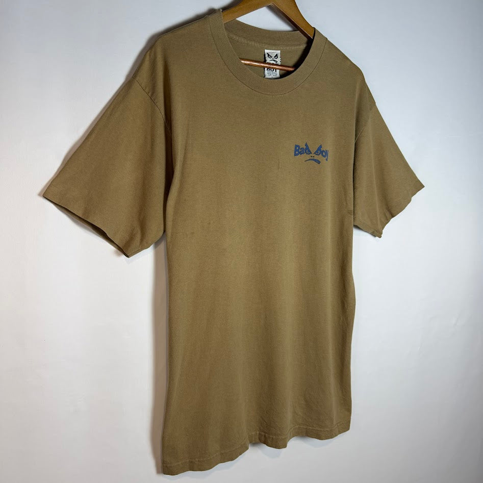 ⭐️USA製⭐️ BAD BOY バックプリントTシャツ ベージュ Made in USA 100%コットン Lサイズ