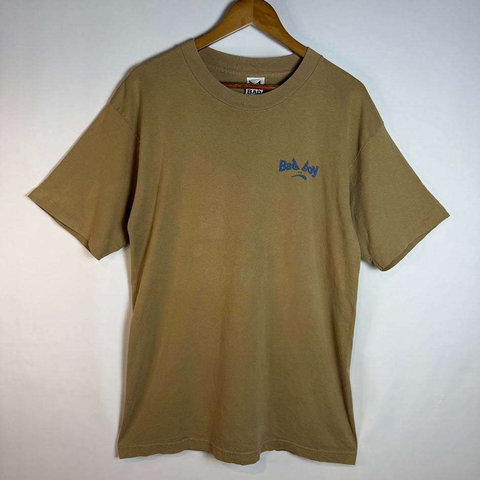 ⭐️USA製⭐️ BAD BOY バックプリントTシャツ ベージュ Made in USA 100%コットン Lサイズ