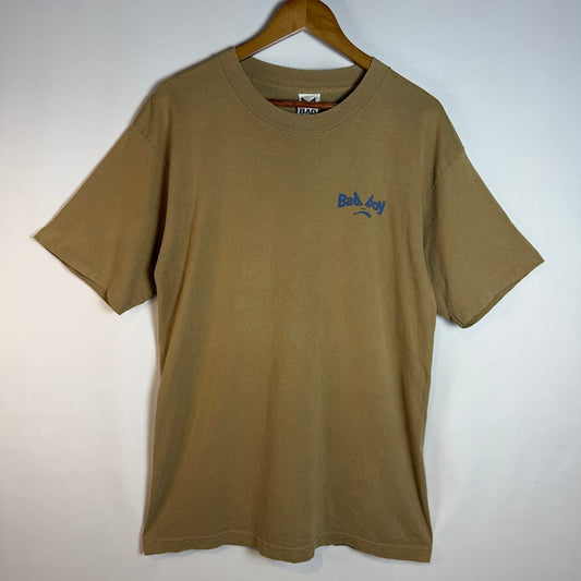 ⭐️USA製⭐️ BAD BOY バックプリントTシャツ ベージュ Made in USA 100%コットン Lサイズ