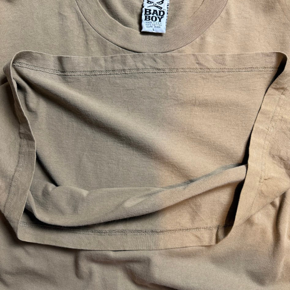⭐️USA製⭐️ BAD BOY バックプリントTシャツ ベージュ Made in USA 100%コットン Lサイズ