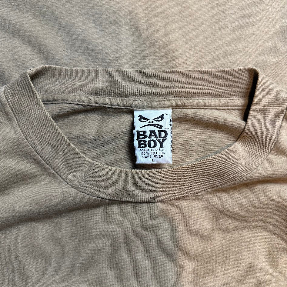 ⭐️USA製⭐️ BAD BOY バックプリントTシャツ ベージュ Made in USA 100%コットン Lサイズ