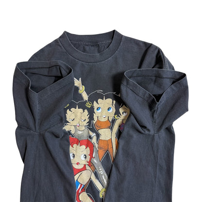 90s Betty Boop WORLD 1998 両面プリント Tシャツ ブラック フェード USAカルチャー