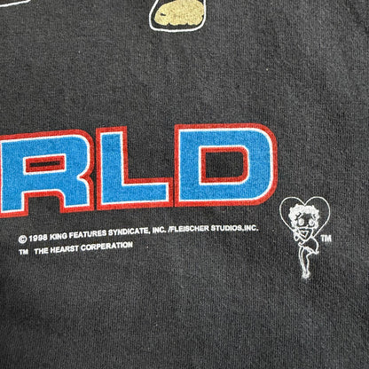 90s Betty Boop WORLD 1998 両面プリント Tシャツ ブラック フェード USAカルチャー
