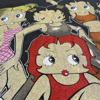90s Betty Boop WORLD 1998 両面プリント Tシャツ ブラック フェード USAカルチャー