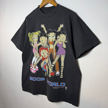 90s Betty Boop WORLD 1998 両面プリント Tシャツ ブラック フェード USAカルチャー