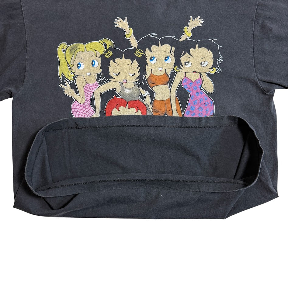 90s Betty Boop WORLD 1998 両面プリント Tシャツ ブラック フェード USAカルチャー