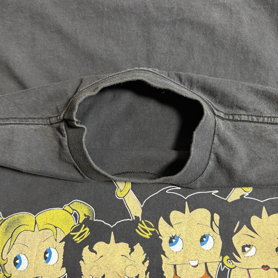 90s Betty Boop WORLD 1998 両面プリント Tシャツ ブラック フェード USAカルチャー