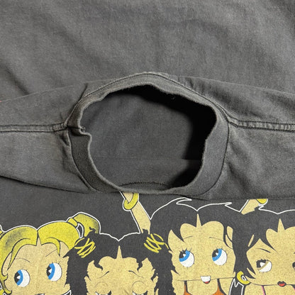 90s Betty Boop WORLD 1998 両面プリント Tシャツ ブラック フェード USAカルチャー