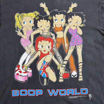 90s Betty Boop WORLD 1998 両面プリント Tシャツ ブラック フェード USAカルチャー