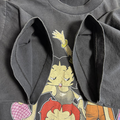 90s Betty Boop WORLD 1998 両面プリント Tシャツ ブラック フェード USAカルチャー