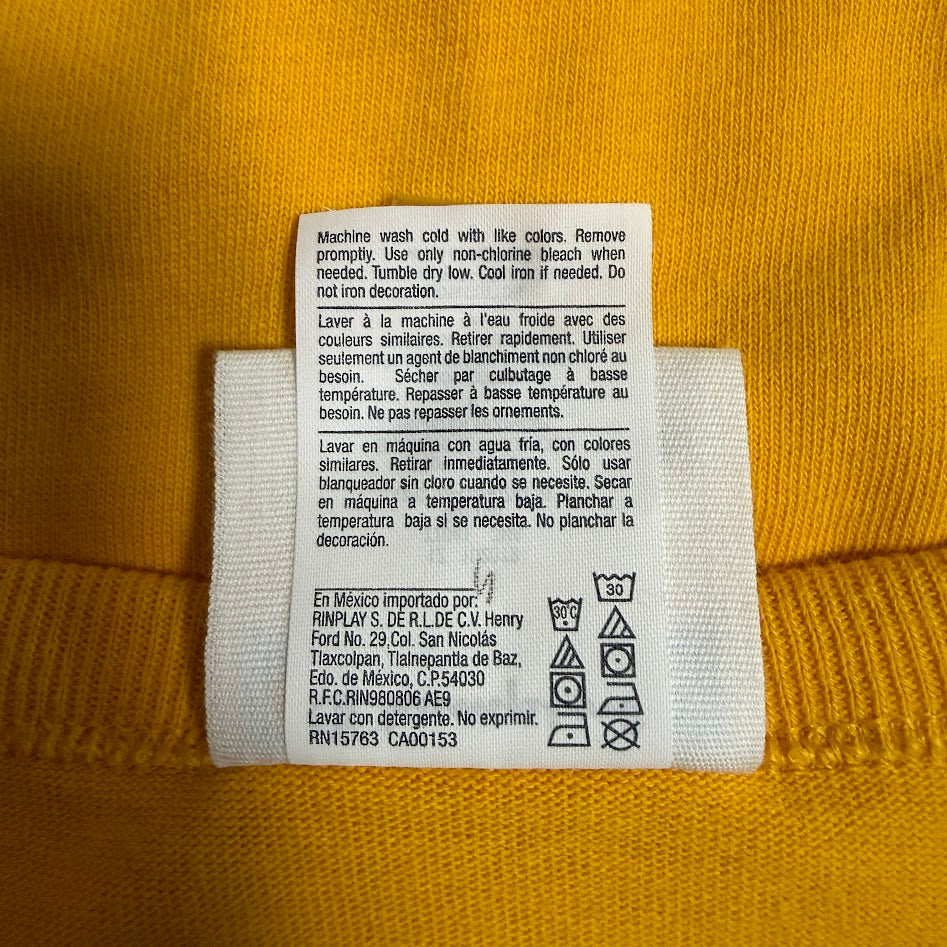 Champion ビッグCロゴ 配色Tシャツ イエロー×ブルー 胸刺繍ロゴ コットン100%