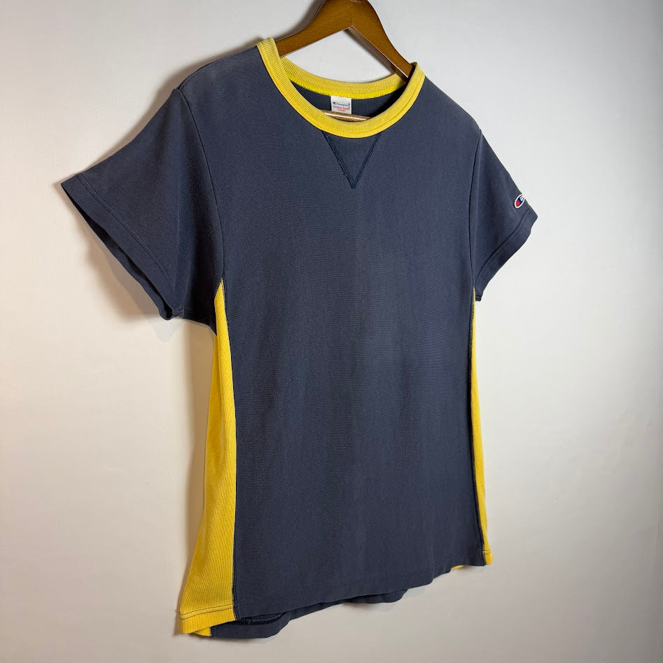 Champion REVERSE WEAVE T-SHIRT ネイビー×イエロー MEDIUM