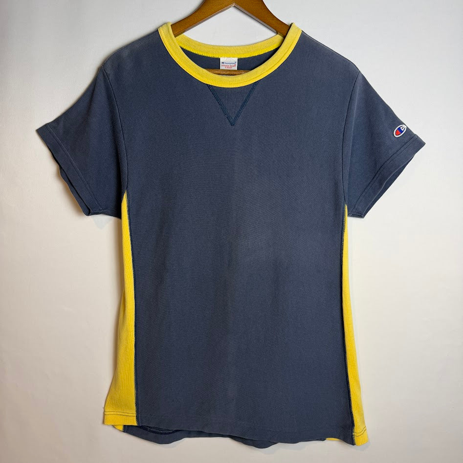 Champion REVERSE WEAVE T-SHIRT ネイビー×イエロー MEDIUM