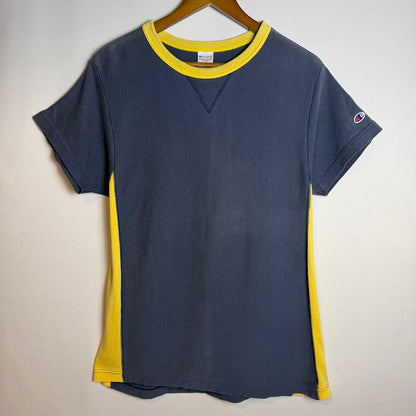 Champion REVERSE WEAVE T-SHIRT ネイビー×イエロー MEDIUM