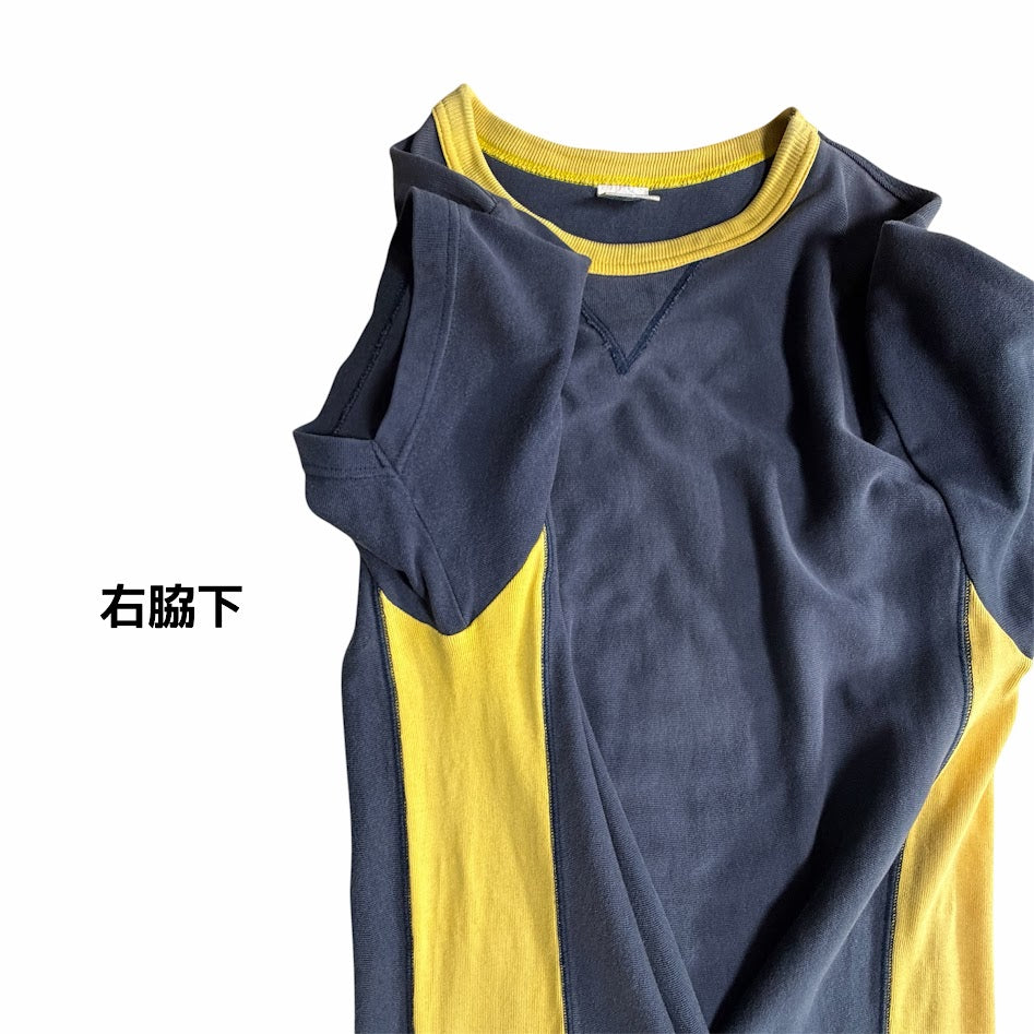 Champion REVERSE WEAVE T-SHIRT ネイビー×イエロー MEDIUM