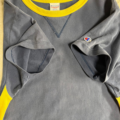 Champion REVERSE WEAVE T-SHIRT ネイビー×イエロー MEDIUM